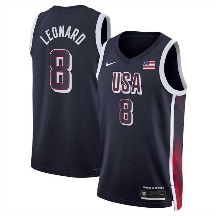 Mens USA Basketball #8 Kawhi Leonard Navy 2024 Swingman Stitched Jersey